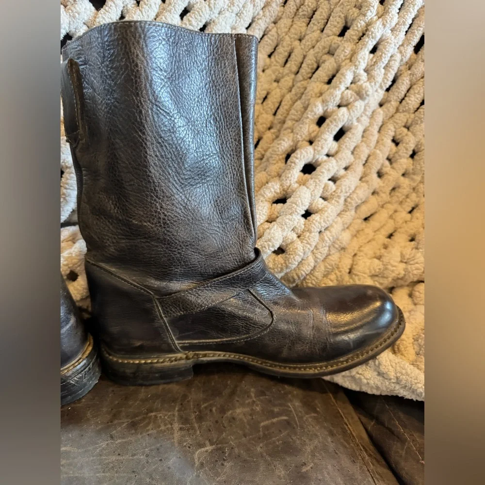 Bed Stu Black Leather Combat Boots - Picture 6 of 12